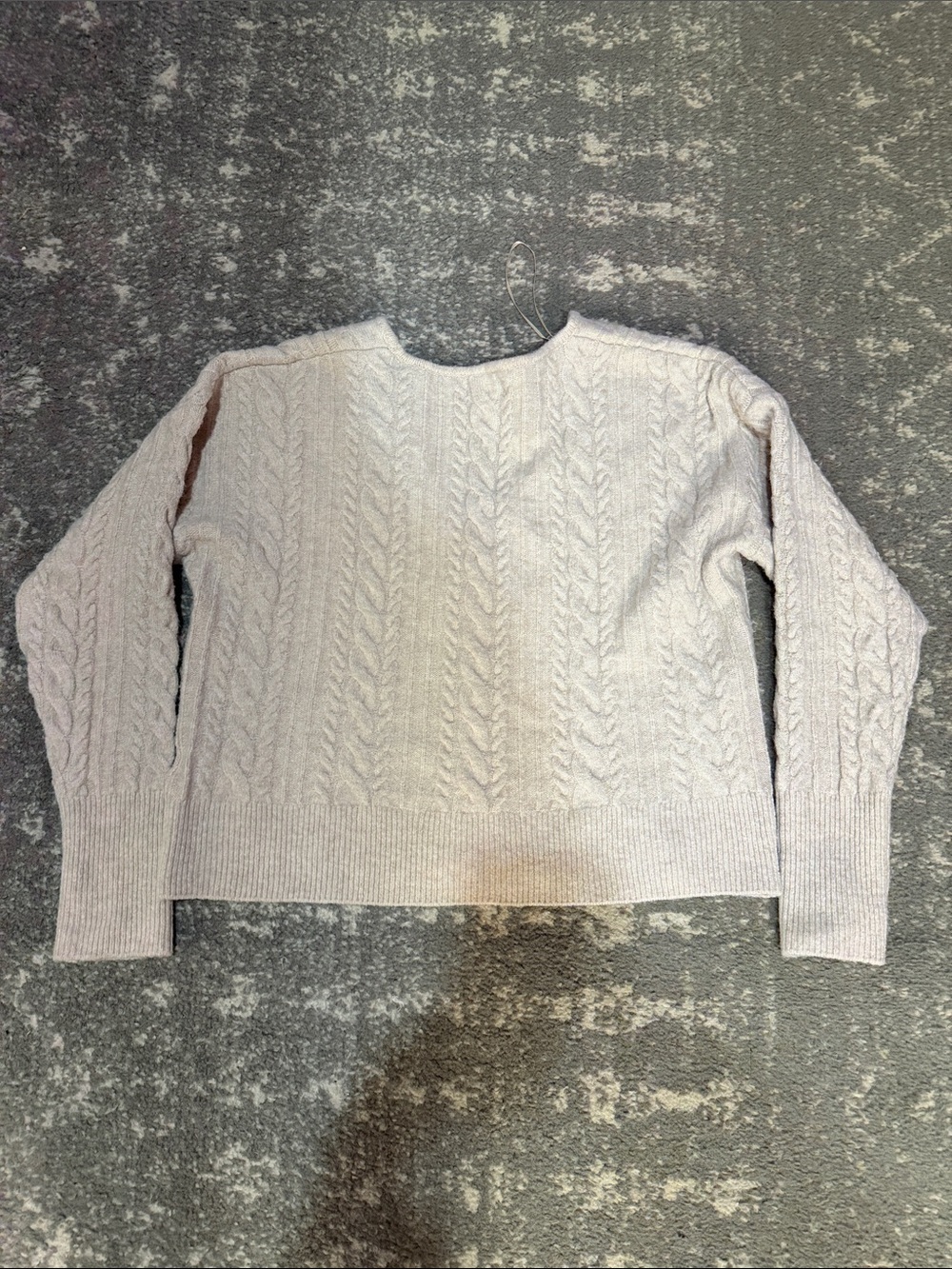 Rachel Zoe Light Cream Cable Knit V-Neck Button Front Cardigan - Picture 4 of 5